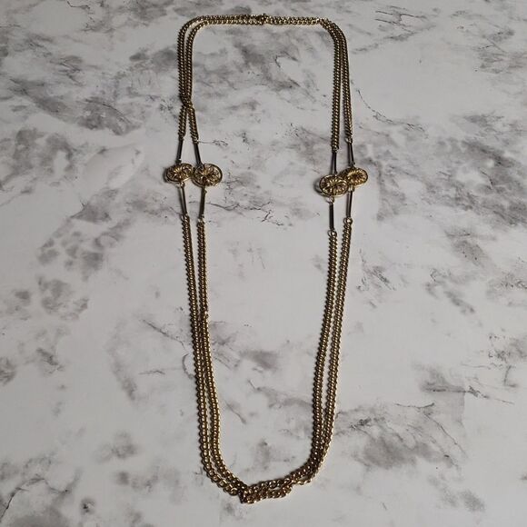 Vintage Golden Long Necklace - Picture 1 of 8